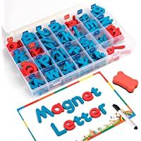 Coogam Spelling Letras magnéticas 208 Pcs Junta y Almacenamiento Caja Superior-minúsculas del Alfabeto de ABC Espuma…